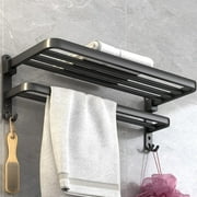 Simperf 20 in Towel Rack for Bathroom Towel Holder for Bathroom Wall Mounted,Foldable Black Towel Bar Storage Towel Shelf for Bathroom & Lavatory