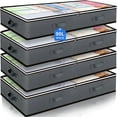thumbnail image 1 of Simperf 4 Pack Under Bed Storage Bags, 90L Large Capacity Storage Bins, Clothes Storage Bags with Durable Handles,Foldable Closet Organizer for Clothes,Bedding and Toys - Grey, 1 of 9