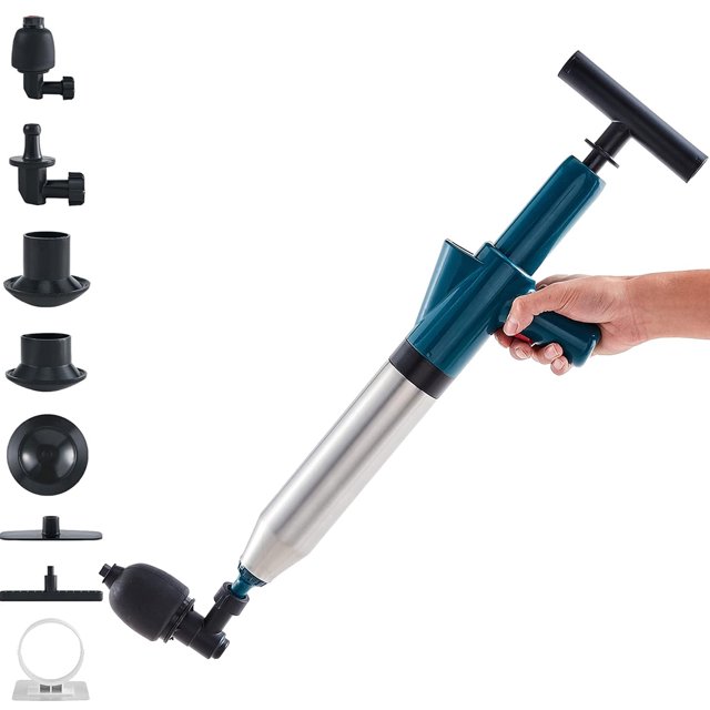 Simperf Air Toilet Plunger Set, Stainless Steel Drain Clog Remover Tool