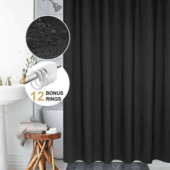 Simperf Bathroom Shower Curtain with 12 Hooks, Waterproof Shower Curtain Machine-Washable 190GSM Heavy Duty Shower Curtain Liners Bathroom Accessories 72x72"