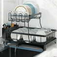 thumbnail image 1 of Simperf Dish Drying Rack, with Drying Mat, Dish Drainer, 2 Tier Stainless Steel Dish Rack Organizer, Rust Resistant Dish Drainer for Kitchen Counter, Stainless Dish Racks for Kitchen Counter, 1 of 10
