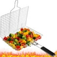 thumbnail image 1 of Simperf Grill Baskets for Outdoor Grill, Stainless Steel Large Folding Grilling Baskets with Detachable Handle, Grilling Accessories for Fish, Shrimp, Vegetables, 1 of 10