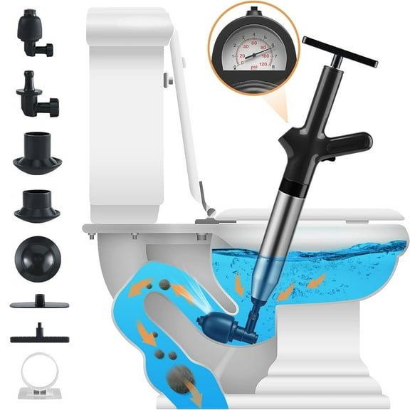 Simperf Air Toilet Plunger, High Pressure Toilet Plunger, Air Drain Blaster Plunger, Stainless Steel Toilet Clog Remover, Air Plunger Unclog Toilets, Kitchen Sinks, Shower Drains