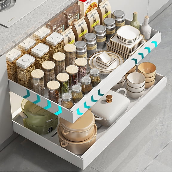 Simperf Pull Out Cabinet Organizer, Expandable Slide Out Pantry Shelves, Heavy Duty Slide out Drawers, Sliding Drawer Pantry Shelf for Kitchen, Pantry, Bathroom