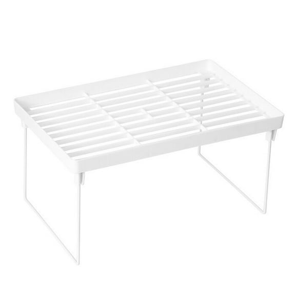 Simperf Stackable Plastic Kitchen Storage Shelf Foldable Rack Kitchen Cabinet Organizer and Storage Shelves Expandable Storage Racks for Counter Cabinet Pantry
