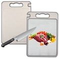 thumbnail image 1 of Simperf Stainless Steel Cutting Board, Double Sided Chopping Board for Kitchen, Scratch-resistant Mesh Design, Juice Groove, Non-slip Silicone Wrap, Food Grade, 1 of 7