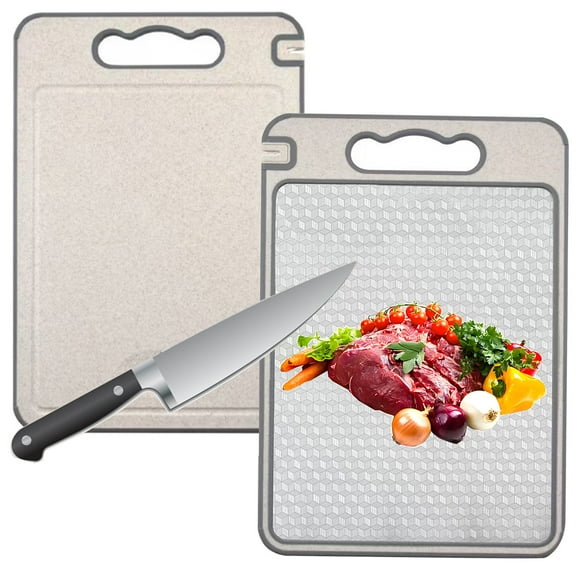 Simperf Stainless Steel Cutting Board, Double Sided Chopping Board for Kitchen, Scratch-resistant Mesh Design, Juice Groove, Non-slip Silicone Wrap, Food Grade