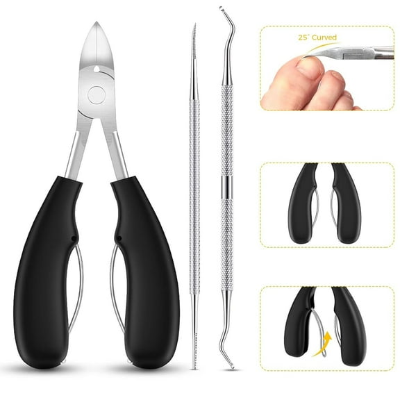 Simperf Toenail Clippers for Thick Nails, Nail Clipper Set Long Handle Toe Nail Clippers, Ingrown Toenail Tool Fingernail Clippers for Seniors Men Women Adult