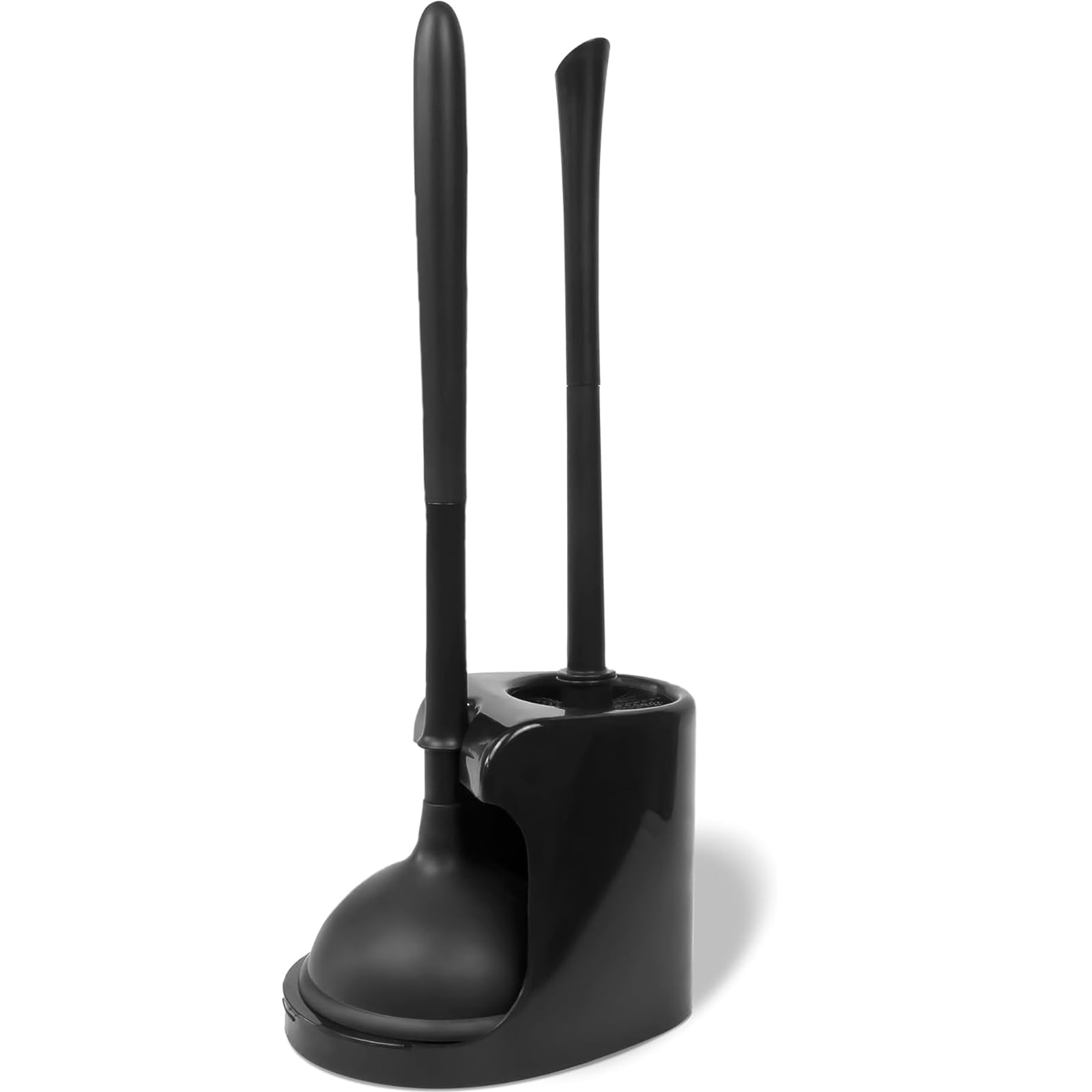 Black 2-in-1 Toilet Plunger and Brush Set with Holder
