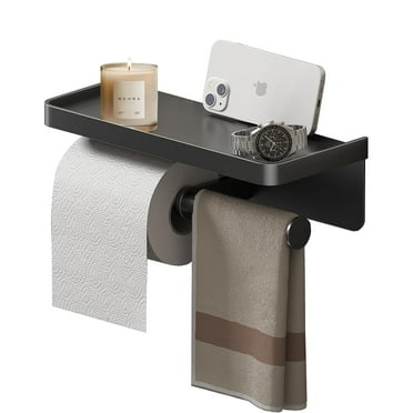 Simperf Toilet Paper Holder, Double Toilet Paper Holder with Shelf, Stainless Steel Toilet Paper Roll Holder, Wall Mounted Toilet Paper Dispenser with Phone Shelf for Bathroom