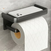 Simperf Toilet Paper Holder with Phone Shelf, Wall Mounted Toilet Paper Roll Holder, Rustproof with Shelf, Toilet Tissue Holder