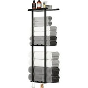Simperf Towel Rack for Rolled Towels, 6 Hooks Sturdy Metal 3 Tier Towel Storage Rack Bathroom Bar Towel Storage, Towel Holder for Bathroom Wall Mounted Towel Washcloths