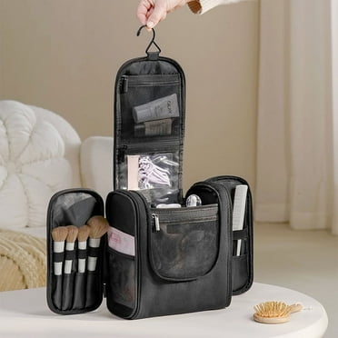 Simperf Travel Hanging Toiletry Bag for Women, Extra Large Makeup Bag, Waterproof Cosmetic Bag, Toiletries Kit Set Black