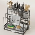 thumbnail image 1 of Simperf Utensil Holder, Stainless Steel Utensil Drying Rack, Dish Drainer for Kitchen Counter, Kitchen Utensils Holder with Towel Rack, Black, 1 of 8