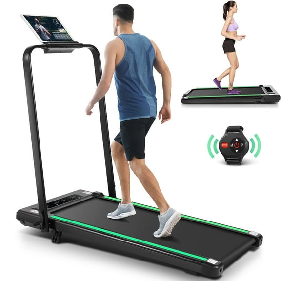 Simpfree 2 in 1 Walking Pad Treadmill with Handles, Under Desk Treadmill with Incline, LED Touch Screen, Remote Watch,Wide Running Area, 0.6-7.5MPH