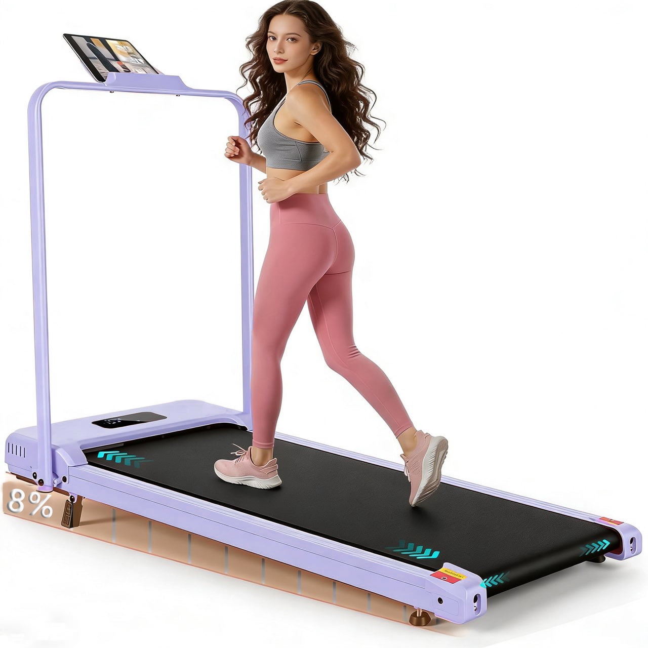 Simpfree Walking Pad with Handle Bar and Adjustable Incline, 2.5HP Portable Under Desk Treadmill for Home Small Space 300 Lbs Capacity，Remote Control and LED Display