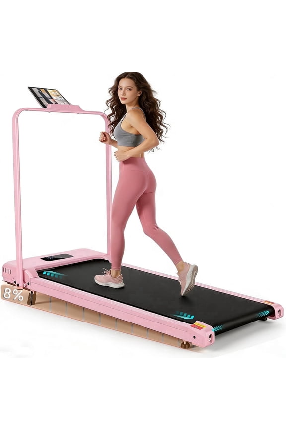 Walking Pad with Handle Bar and Adjustable Incline, 2.5HP Portable Under Desk Treadmill for Home Small Space 300 Lbs Capacity,Remote Control and LED Display