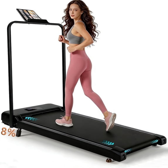 Simpfree Walking Pad with Handle Bar and Adjustable Incline, 2.5HP Portable Under Desk Treadmill for Home Small Space 300 Lbs Capacity,Remote Control and LED Display