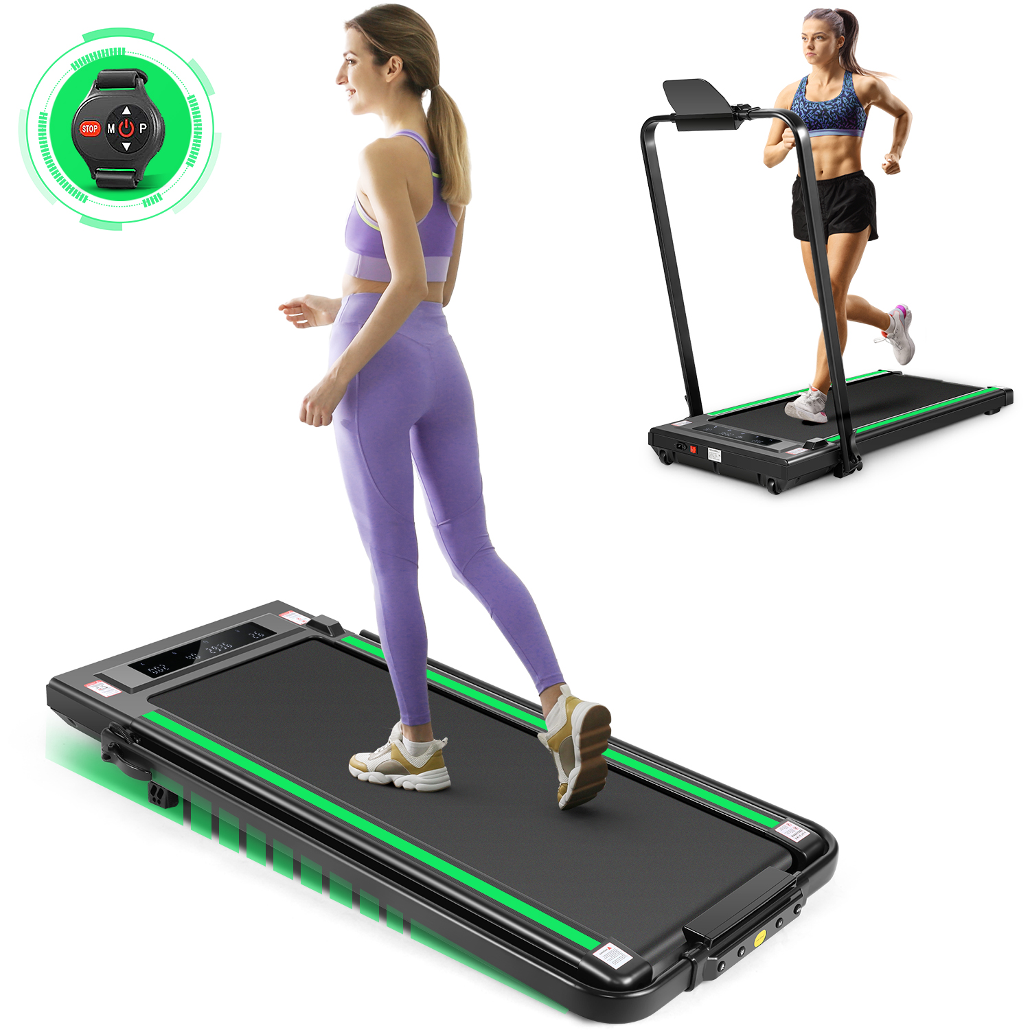 GEARSTONE 2 in 1 Folding Treadmill, Under Desk Treadmill Walking Electric Jogging Running