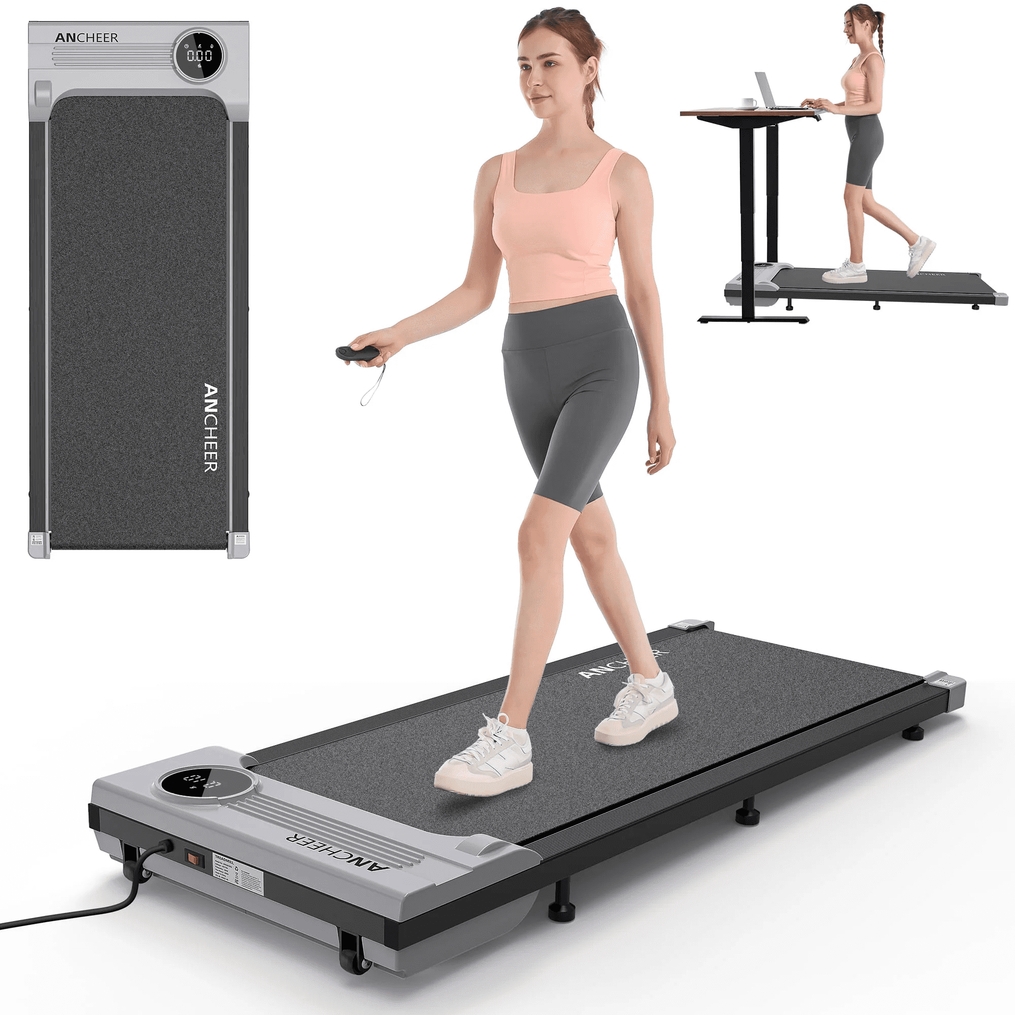 Walking Pad Treadmill, 2.5HP Under Desk Treadmill with Remote Control and LED Display, Portable Walking Treadmill for Home Office, Walking Jogging Machine with 300 lbs Weight Capacity