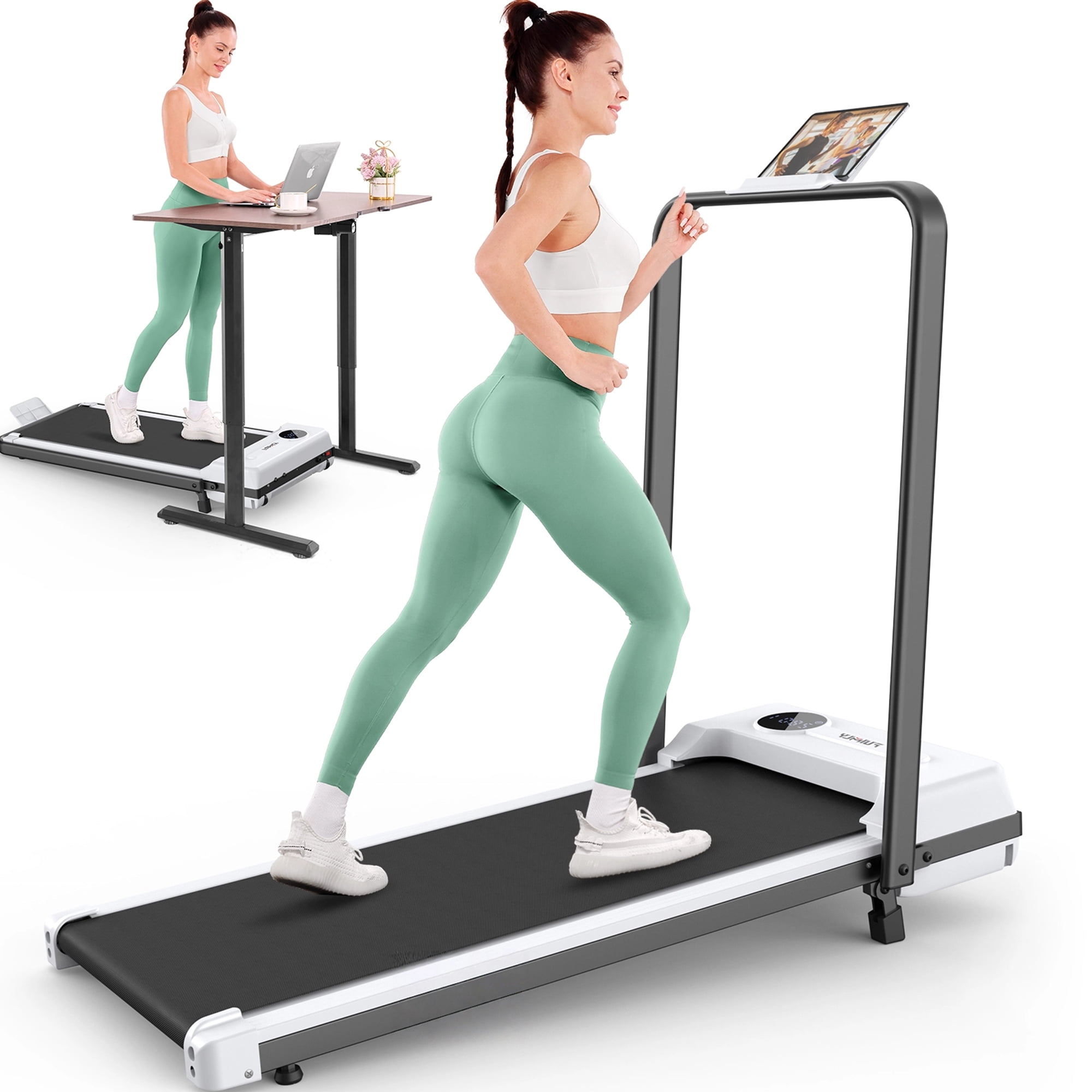 Walking Treadmill Pad with Incline,Portable Under Desk Treadmill for Home Small Office,2.5HP Low Noise,2 in 1 Walking Mat Pad with LED Screen 300 lb Capacity