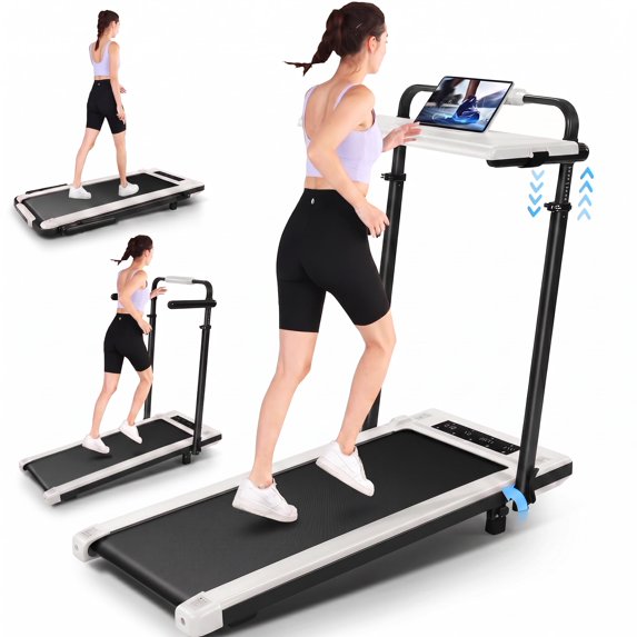Simpfree 3 in 1 Under Desk Treadmill with Height-adjustable Desk,Max 300lbs Capacity,Walking Pad with LED Touch Screen,Remote Control,2s Folding Treadmill,No installation required,0.5-7.5mph/h