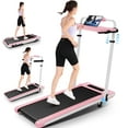 thumbnail image 1 of Simpfree 3 in 1 Under Desk Treadmill with Height-Adjustable Desk, Walking Pad with LED Touch Screen, Remote Control, 2s Folding Treadmill, 0.5-7.5mph, Pink, 1 of 8