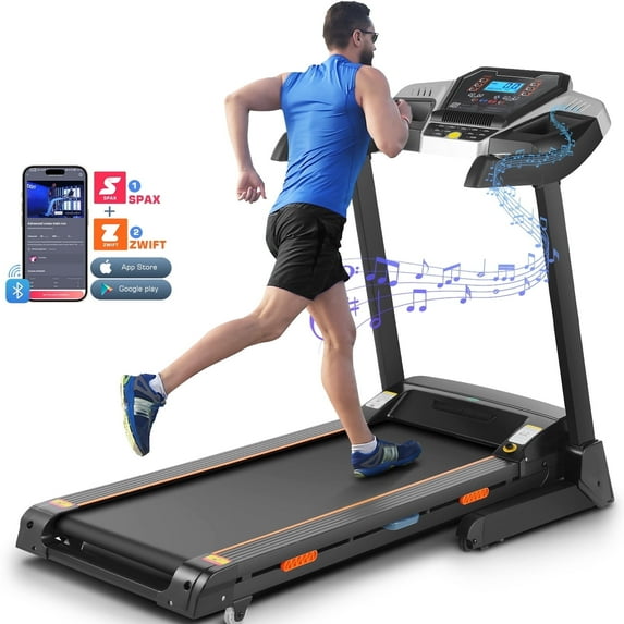 Simpfree Auto Incline Treadmill with 15Level, 3.25HP Treadmill for Home Built-in Speaker, 300 lb Weight Capacity Folding Running Machine with Large LCD Display Smart App Control