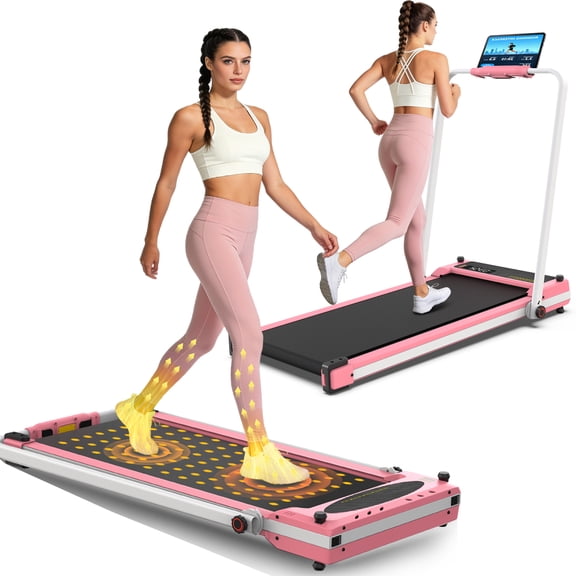 Simpfree Walking Pad Treadmill with Foot Massage, Versatile Dual-Sided Under Desk Treadmill with Handle Bar, 2.5HP Foldable Treadmill for Home/Office with 300LBS Weight Capacity,0.6-7.5MPH