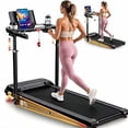 thumbnail image 1 of Simpfree 3.5HP Adjustable Height Treadmill with Foldable Desktop,8% Incline Home Treadmill 300lbs Capacity, 12 Programs Heart Rate Monitor, 4-Step Easy Assembly, 1 of 8