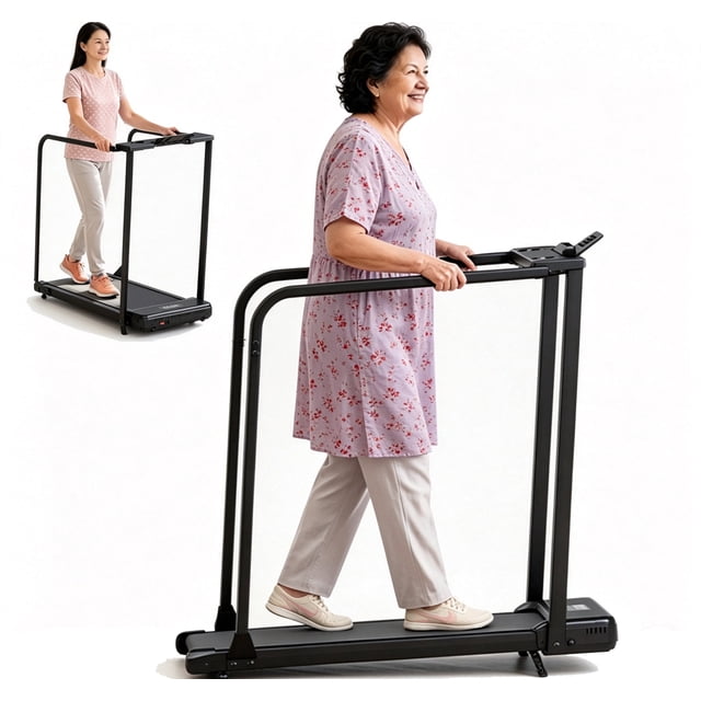Treadmill for Seniors with Long Handrails,2.5HP Treadmill for Home 300 ...
