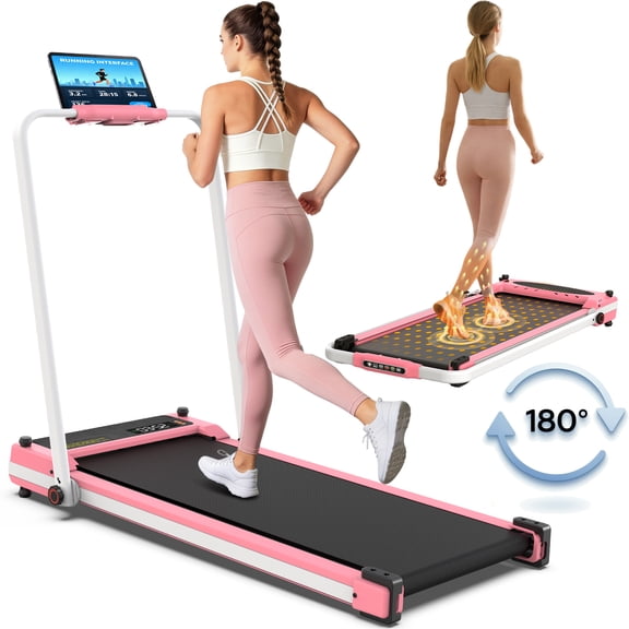 Simpfree Dual-Sided Walking Pad Treadmill with Foot Massage - 2.5HP Foldable Under Desk Treadmill with Handle Bar, 300LBS Capacity, 0.6-7.5MPH for Home/Office