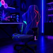 Simpkeely Blacklight Gaming Chair Cover   UV Reactive Neon Geometric Pattern Desk Chair Slipcover, Glow in The Dark Stretch Washable Chair Protector for Esports Chairs, Gamer Room Decor