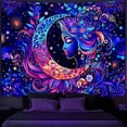 thumbnail image 1 of Simpkeely Blacklight Moon and Star Tapestry, Elegant Goddess UV Reactive Sun Mandala Wall Hanging Tapestries, Colorful Boho Aesthetic Tapestry for Bedroom, Living Room - 59.1" x 80", 1 of 7