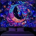 thumbnail image 1 of Simpkeely Blacklight Moon and Star Tapestry, Elegant Goddess UV Reactive Sun Mandala Wall Hanging Tapestries, Colorful Boho Aesthetic Tapestry for Bedroom, Living Room - 51.2" x 59.1", 1 of 7