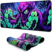 Simpkeely Blacklight Octopus Gaming Mouse Pad – UV Reactive Kraken Tentacles Mouse Mat, Neon Glow in The Dark Waterproof Extended Mousepad with Non-Slip Rubber 