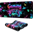 thumbnail image 1 of Simpkeely Gaming Mouse Pad, X-Large Waterproof Blacklight Colorful Splatter Art Game Controller Non-Slip Rubber Base Mousemat, Glow in The Dark Desk Mat for Office Home - 31.5" x 11.8", 1 of 7