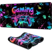 Simpkeely Gaming Mouse Pad, X-Large Waterproof Blacklight Colorful Splatter Art Game Controller Non-Slip Rubber Base Mousemat, Glow in The Dark Desk Mat for Off
