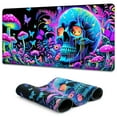 thumbnail image 1 of Simpkeely Large Skull Mushroom Gaming Mouse Pad - UV Light Reactive Neon Glow Butterfly Mat Waterproof XL Non-Slip Rubber Base for Computer & Keyboard, 31.5" x 11.8", 1 of 7
