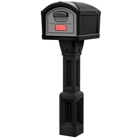 Simplay3 American Home T4 Extra Large Capacity Classic Mailbox with Post, Black