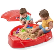 Simplay3 Coastal Crab Portable Plastic Sandbox with Cover, Hot Tamale Red