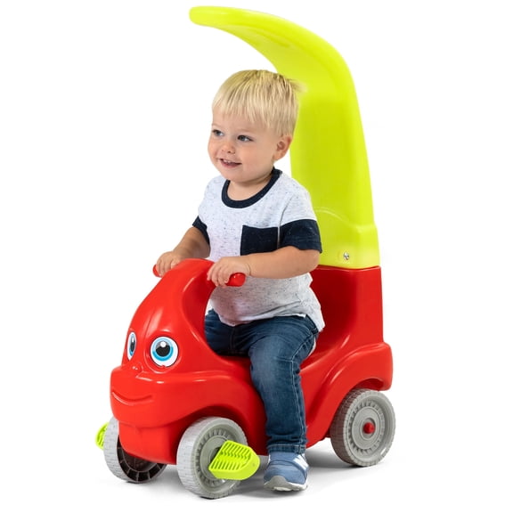 Simplay3 Convert-a-Coupe Toddler Push Car and Foot-to-Floor Ride-On, Bright Red