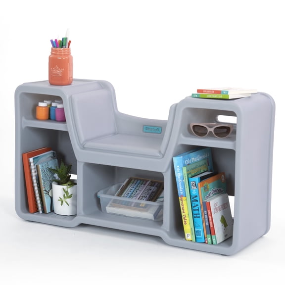 Simplay3 Cozy Cubby Reading Nook, Kids Book Shelf with Built-in Reading Seat