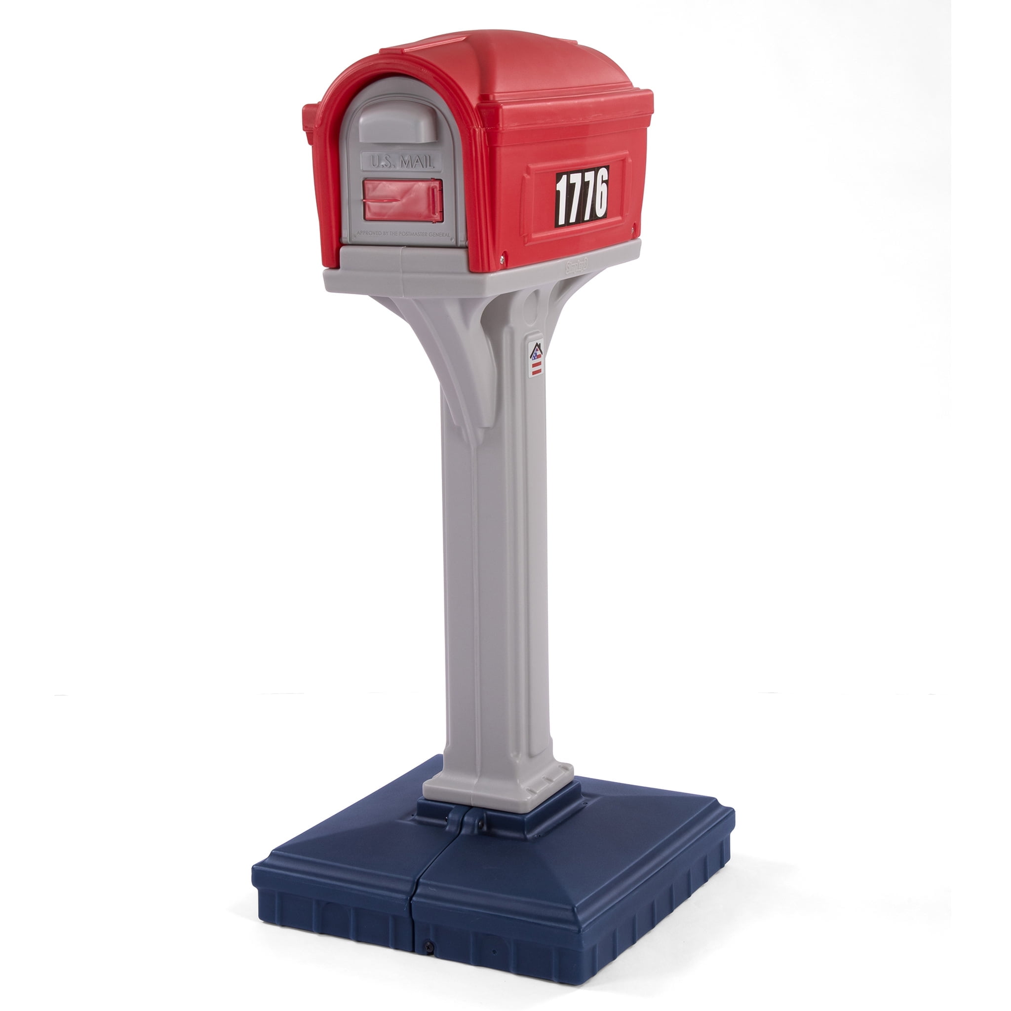 Classic Americana Red and Gray Plastic Pedestal Mailbox