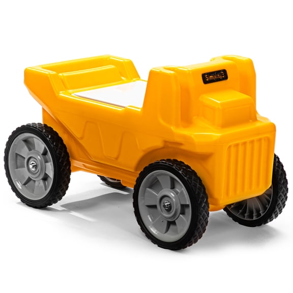 Simplay3 Rugged Rider Dump Truck Ride-on for Kids Ages 1.55 years, Yellow