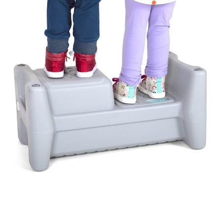Simplay3 Sibling Step Stool, 3 Height Sink and Potty Training Stool, Cloud Gray