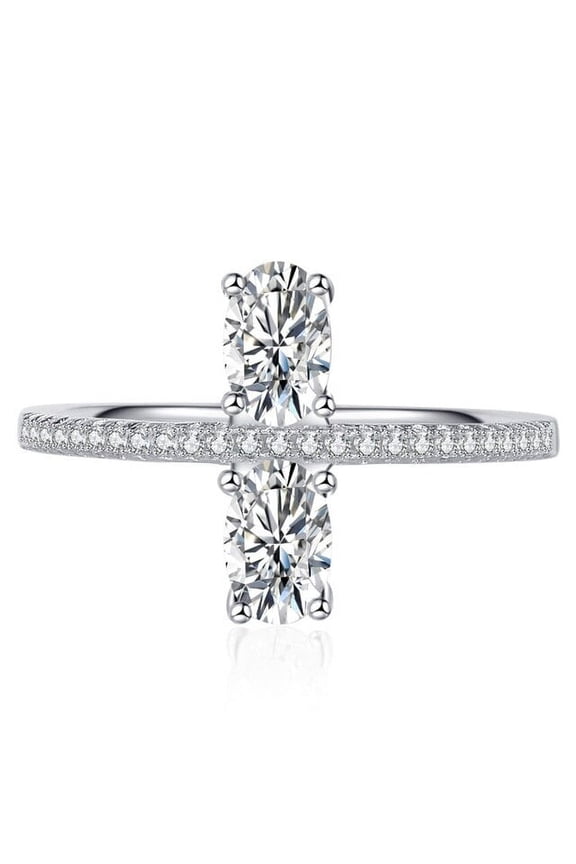 Simple 100% 925 Sterling Silver Oval Cut High Carbon Diamonds Gemstone Cocktail Ring for Women Fine Jewelry