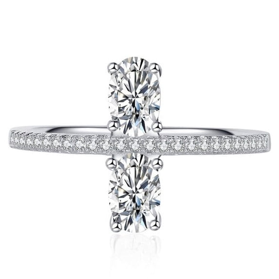 Simple 100% 925 Sterling Silver Oval Cut High Carbon Diamonds Gemstone Cocktail Ring for Women Fine Jewelry