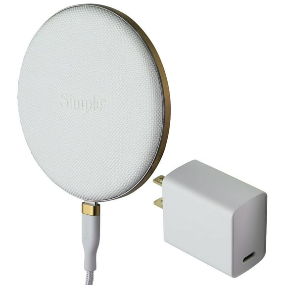 Simple (15W) USB-C POWER Wireless Charger Pad - White/Gold