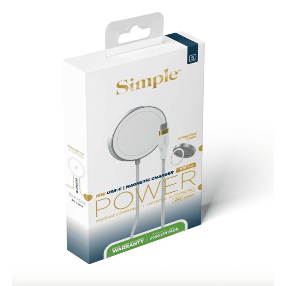 Simple 15w Usb-C Magnetic Magsafe Puck Charger 4 Ft